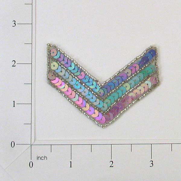 2 3/4" x 2" Chevron Sequin Applique/Patch - Multi Colors Sequin & Beaded Appliques