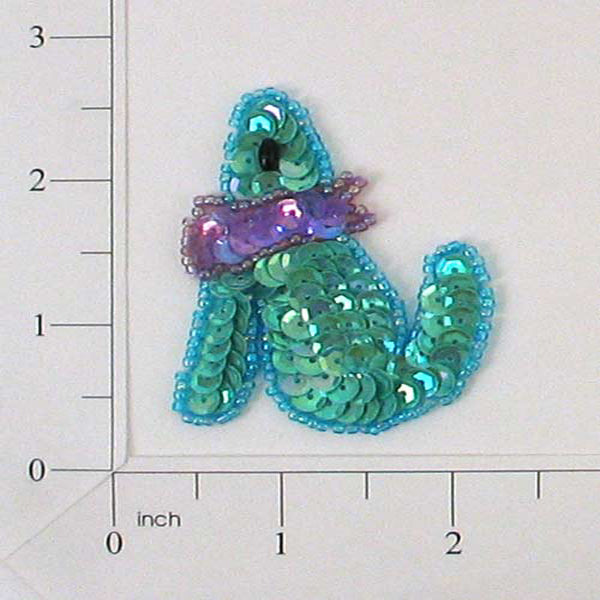 Coyote Sequin Applique/Patch - Aqua Blue Sequin & Beaded Appliques