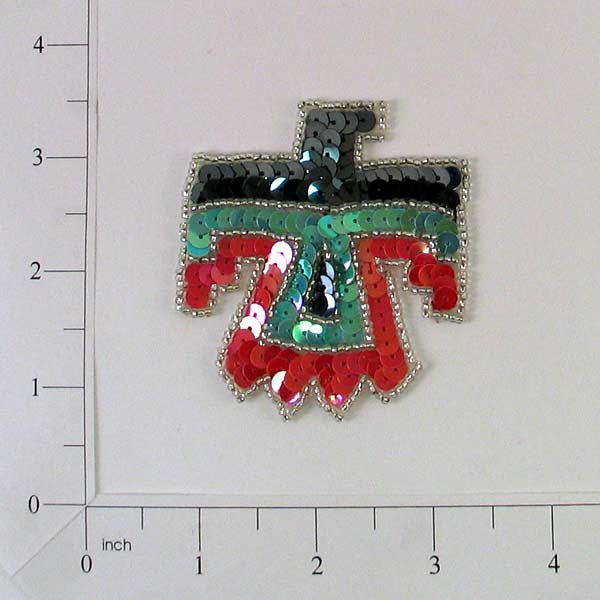 2 3/4" x 2 1/2" Rio Rancho Thunderbird Sequin Applique/Patch - Multi Colors Sequin & Beaded Appliques