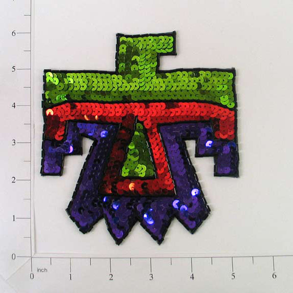 5 1/2" x 5" Chinook Thunderbird Sequin Applique/Patch - Multi Colors Sequin & Beaded Appliques