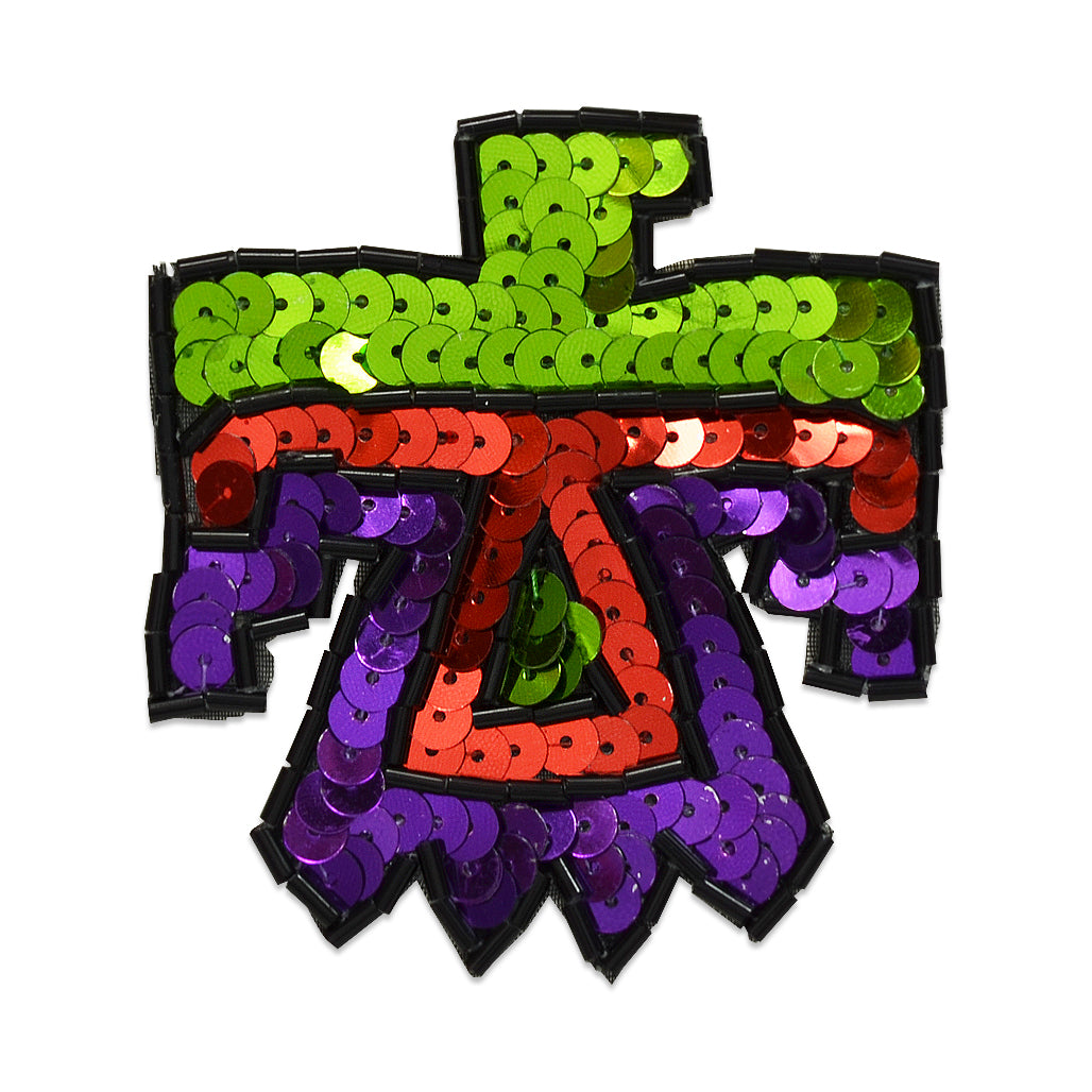 2 3/4" x 2 1/2" Chinook Thunderbird Sequin Applique/Patch - Multi Colors Sequin & Beaded Appliques
