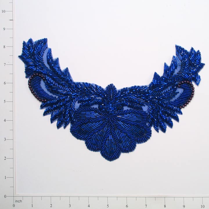 Regal Sequin Collar Applique/Patch Royal Blue Sequin & Beaded Appliques