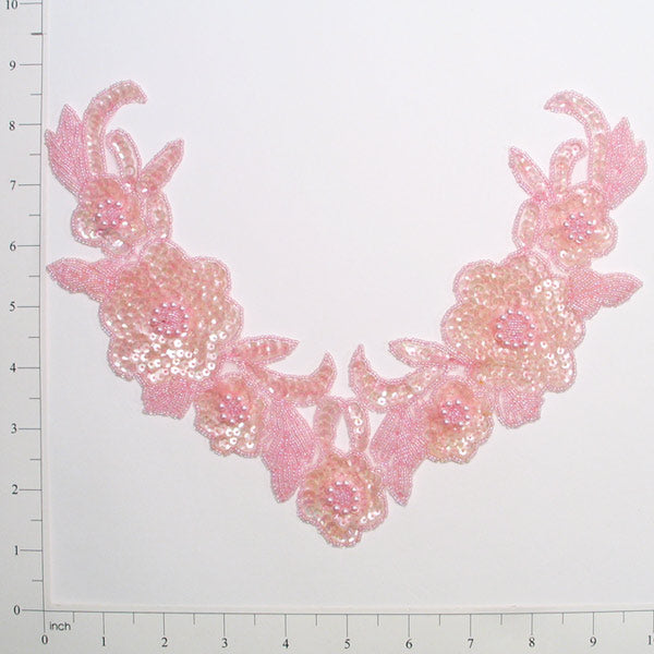 Classic Collar Sequin Applique/Patch Light Pink Sequin & Beaded Appliques