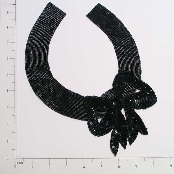 Mary Jane Collar Sequin Applique/Patch Black Sequin & Beaded Appliques