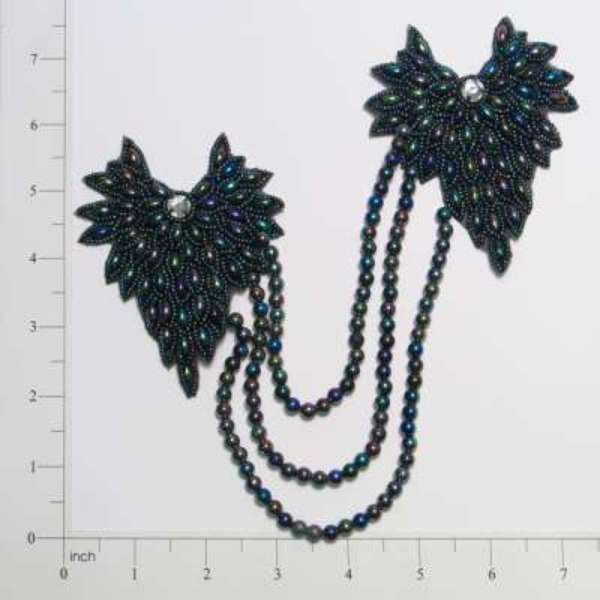 Designer Sequin Applique/Patch Black Aurora Borealis Sequin & Beaded Appliques