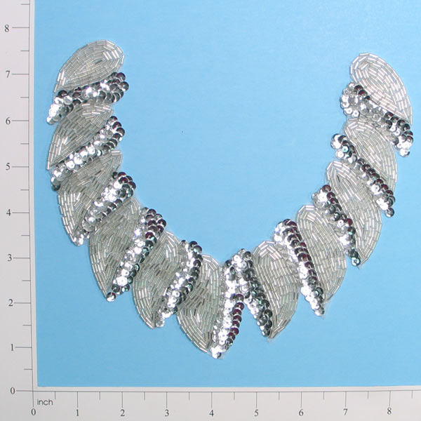 Spiral Collar Sequin Applique/Patch Silver Sequin & Beaded Appliques