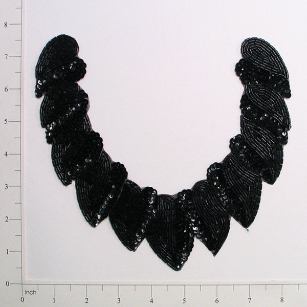 Spiral Collar Sequin Applique/Patch Black Sequin & Beaded Appliques