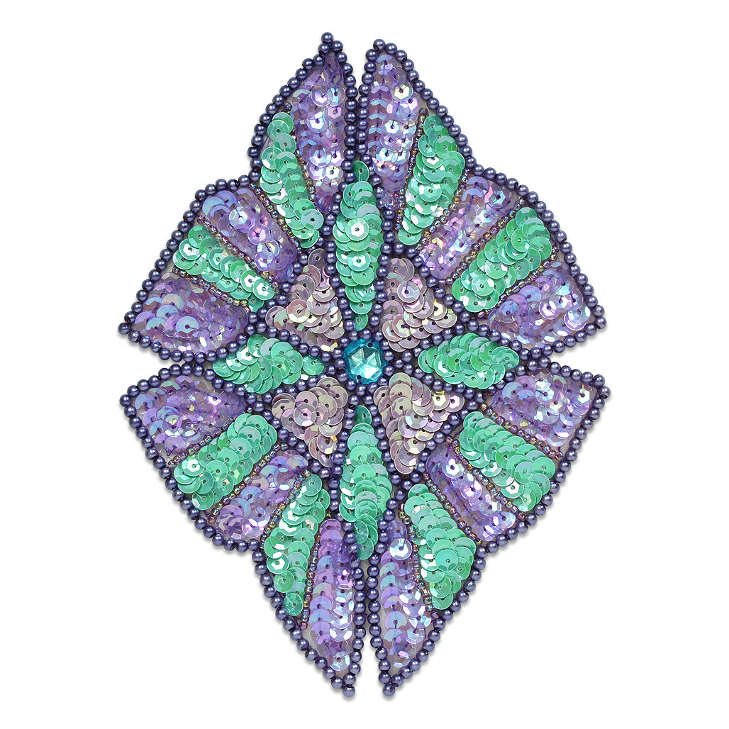 Western Sequin Applique/Patch - Aqua Multi Sequin & Beaded Appliques