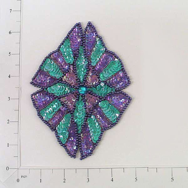 Western Sequin Applique/Patch - Aqua Multi Sequin & Beaded Appliques