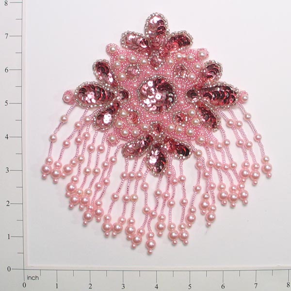 7 1/2" x 5 1/4" Starburst Sequin Applique/Patch Mauve Sequin & Beaded Appliques