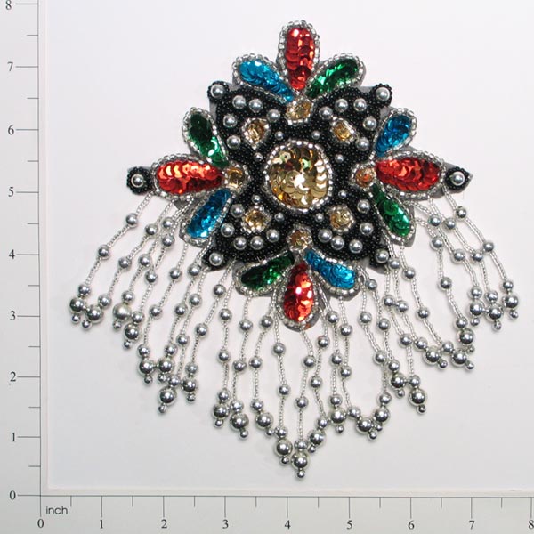 7 1/2" x 5 1/4" Starburst Sequin Applique/Patch Multi Colors Sequin & Beaded Appliques