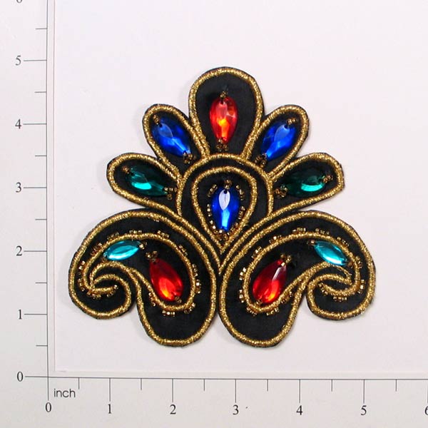 4 3/4" x 4 1/2" Medallion Gem Applique/Patch - Multi Colors Appliques