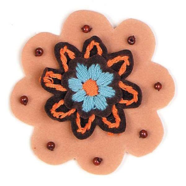 Flower Faux Suede Applique/Patch - Beige Sequin & Beaded Appliques