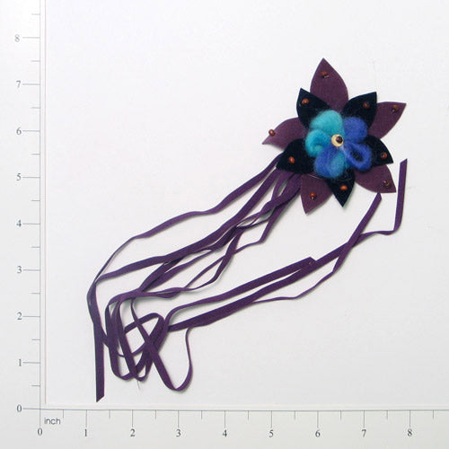 Flower Faux Suede with Fringe Applique/Patch Purple Multi Sequin & Beaded Appliques