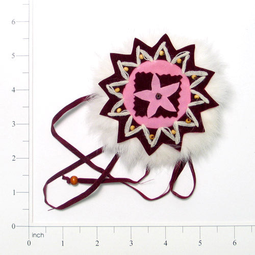 Flower Faux Suede with Fringe Applique/Patch Burgundy Multi Sequin & Beaded Appliques