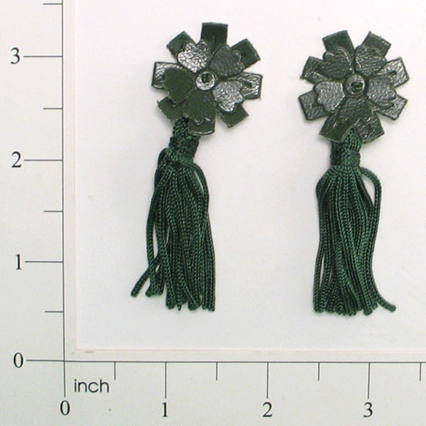 2 3/4" Faux Leather Tassel Pack of 2 - Olive Appliques