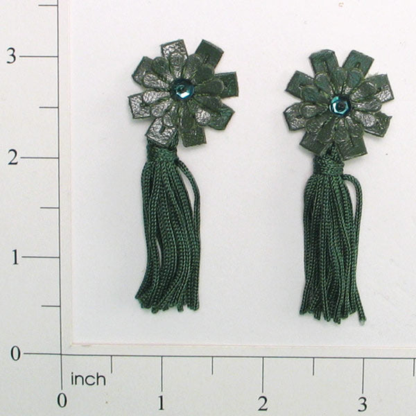 2 3/4" Faux Leather Tassel Pack of 2 - SM5381LIV - Olive Appliques