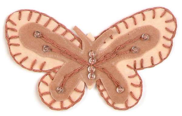 Butterfly Faux Suede Applique/Patch Beige Sequin & Beaded Appliques