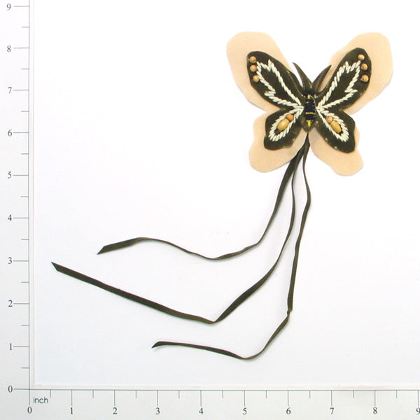 Butterfly Faux Suede with Fringe Applique/Patch Beige Sequin & Beaded Appliques