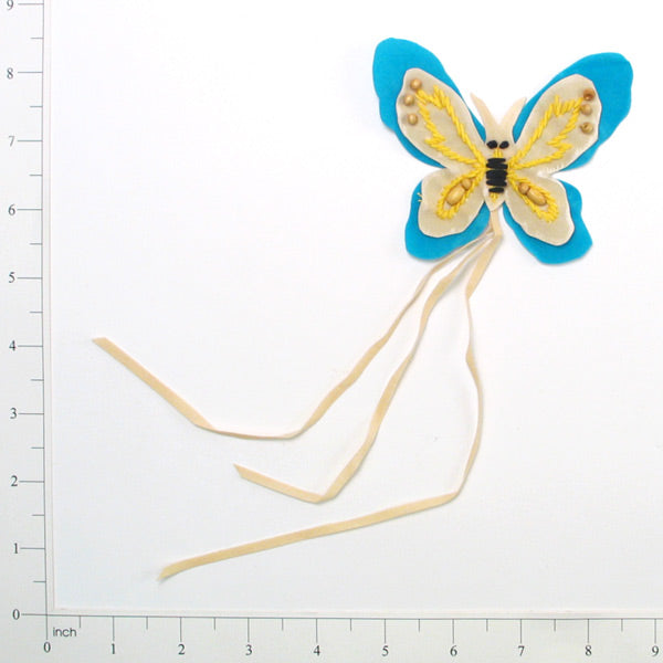 Butterfly Faux Suede with Fringe Applique/Patch Blue Sequin & Beaded Appliques