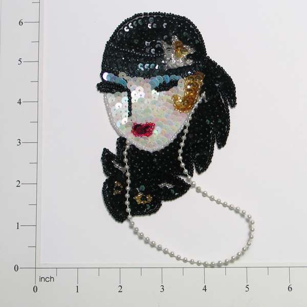 1920s Flapper Lady Sequin Applique/Patch - Multi Colors Sequin & Beaded Appliques
