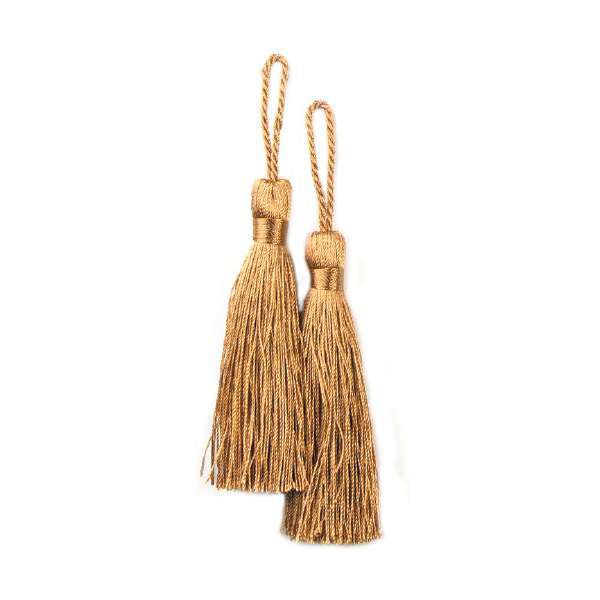 3 1/2" Fiber Key Tassel Pack of 2 Brown Tassels