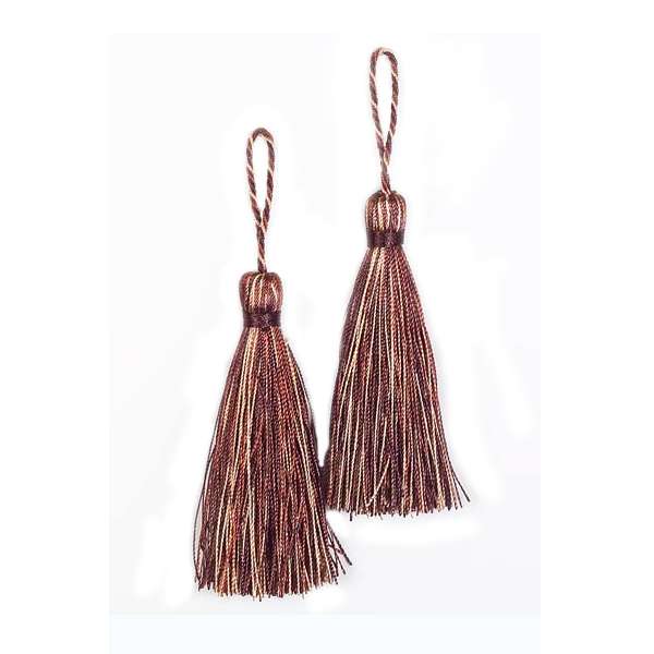 3 1/2" Fiber Key Tassel Pack of 2 Brown Multi Tassels