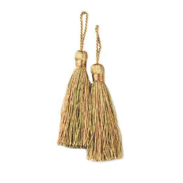 3 1/2" Fiber Key Tassel Pack of 2 Brown Sage Tassels