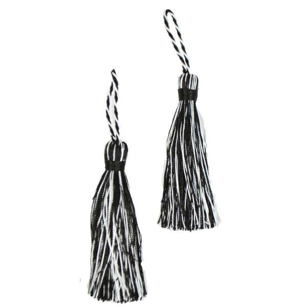 3 1/2" Fiber Key Tassel Pack of 2 Black White Tassels