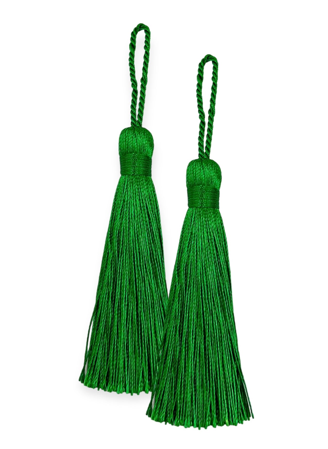 3 1/2" Fiber Key Tassel Pack of 2 Green Tassels