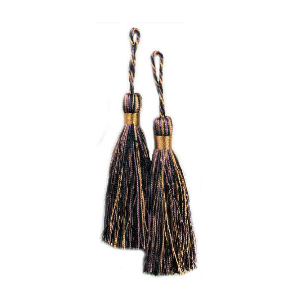 3 1/2" Fiber Key Tassel Pack of 2 Plum Beige Tassels
