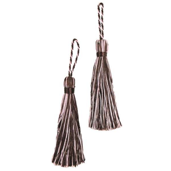 3 1/2" Fiber Key Tassel Pack of 2 Pink Brown Tassels