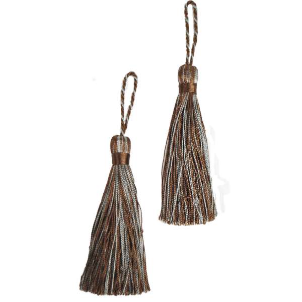 3 1/2" Fiber Key Tassel Pack of 2 Copper Seafoam Tassels