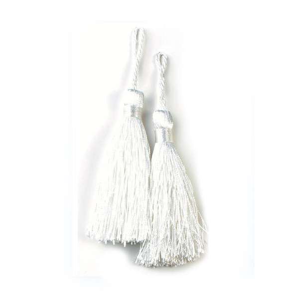 3 1/2" Fiber Key Tassel Pack of 2 White Tassels