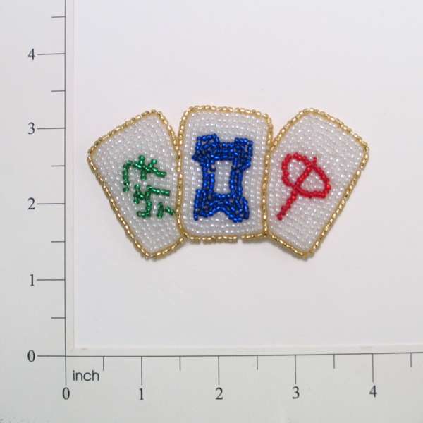 Chinese Game Beaded Applique/Patch - Multi Colors Sequin & Beaded Appliques