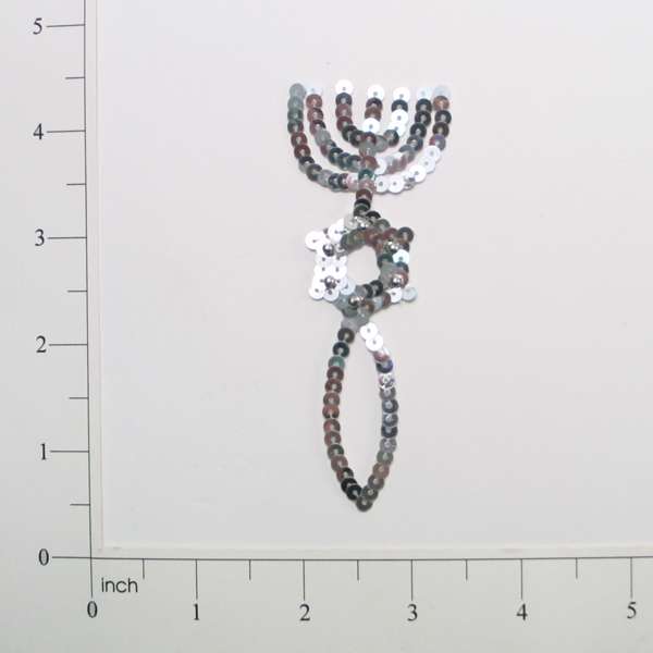Jerusalem Seal Sequin Applique/Patch Silver Sequin & Beaded Appliques