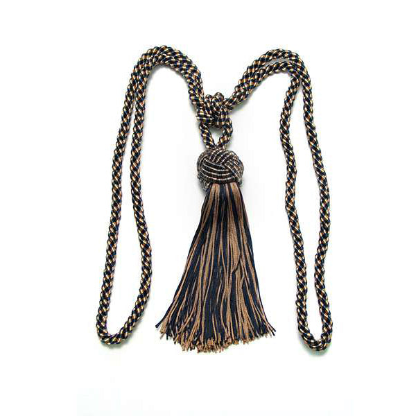 Lisa Classic Tieback Brown Denim Tassels and Tiebacks