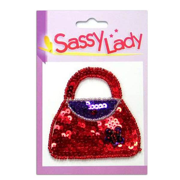 Red Flower Purse Sassy Lady Sequin Applique/Patch - Red Multi Appliques
