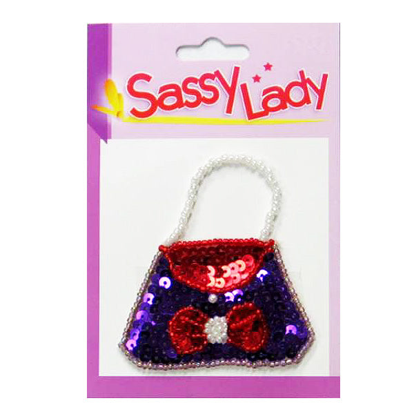 Blue Bow Purse Sassy Lady Sequin Applique/Patch - Purple Multi Appliques