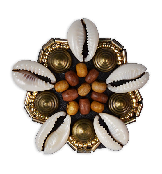 Star Wood and Shell Beaded Applique 2" - Multi Colors Appliques
