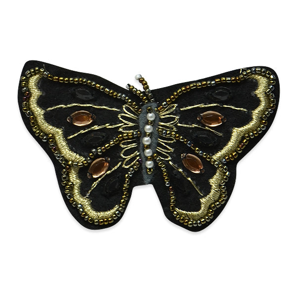 Felt Embellished Butterfly Applique/Patch - Black Faux Leather Appliques
