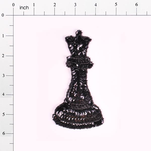 Chess Queen Sequin Applique/Patch Black Sequin & Beaded Appliques