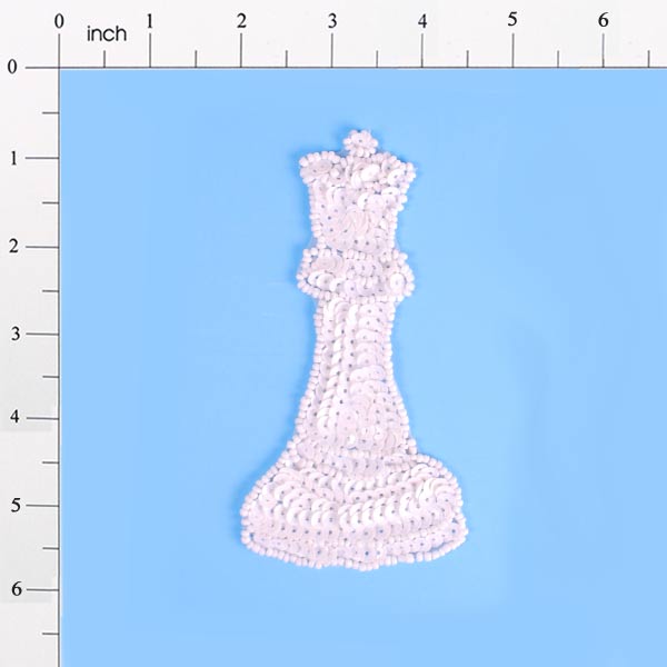 Chess Queen Sequin Applique/Patch White Sequin & Beaded Appliques