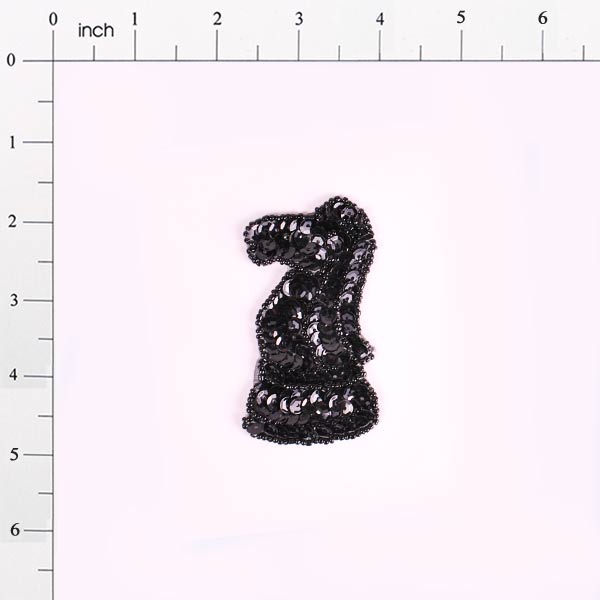 Chess Knight Horse Sequin Applique/Patch Black Sequin & Beaded Appliques