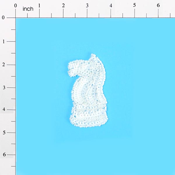 Chess Knight Horse Sequin Applique/Patch White Sequin & Beaded Appliques
