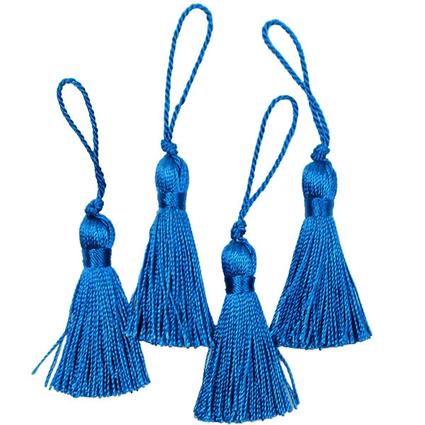 2" Fiber Mini Key Tassel Pack of 4 Royal Blue Tassels