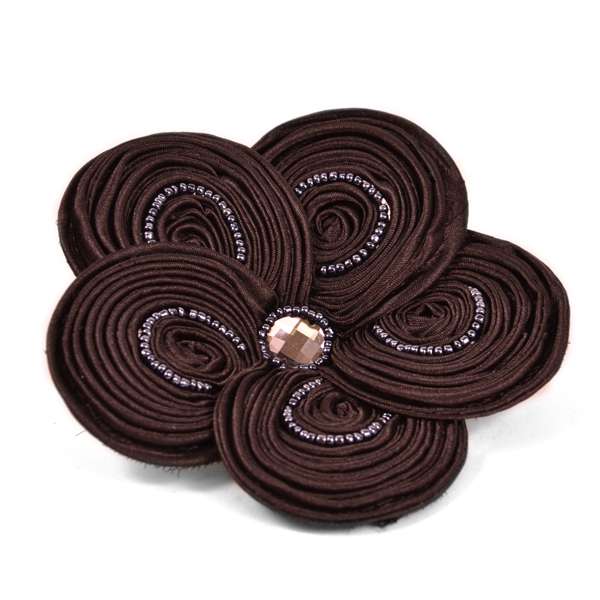 Victoria Silky Ribbon Flower Brooch Black Accessories