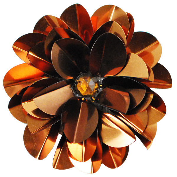 Layered Flower Sequin Applique/Patch Bronze Sequin & Beaded Appliques