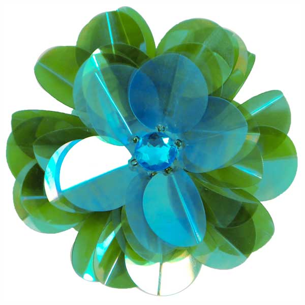 Layered Flower Sequin Applique/Patch Turquoise Sequin & Beaded Appliques