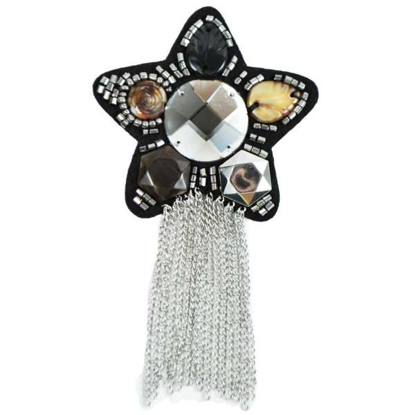 Star Beaded Brooch with Chains - Multi Colors Accessories